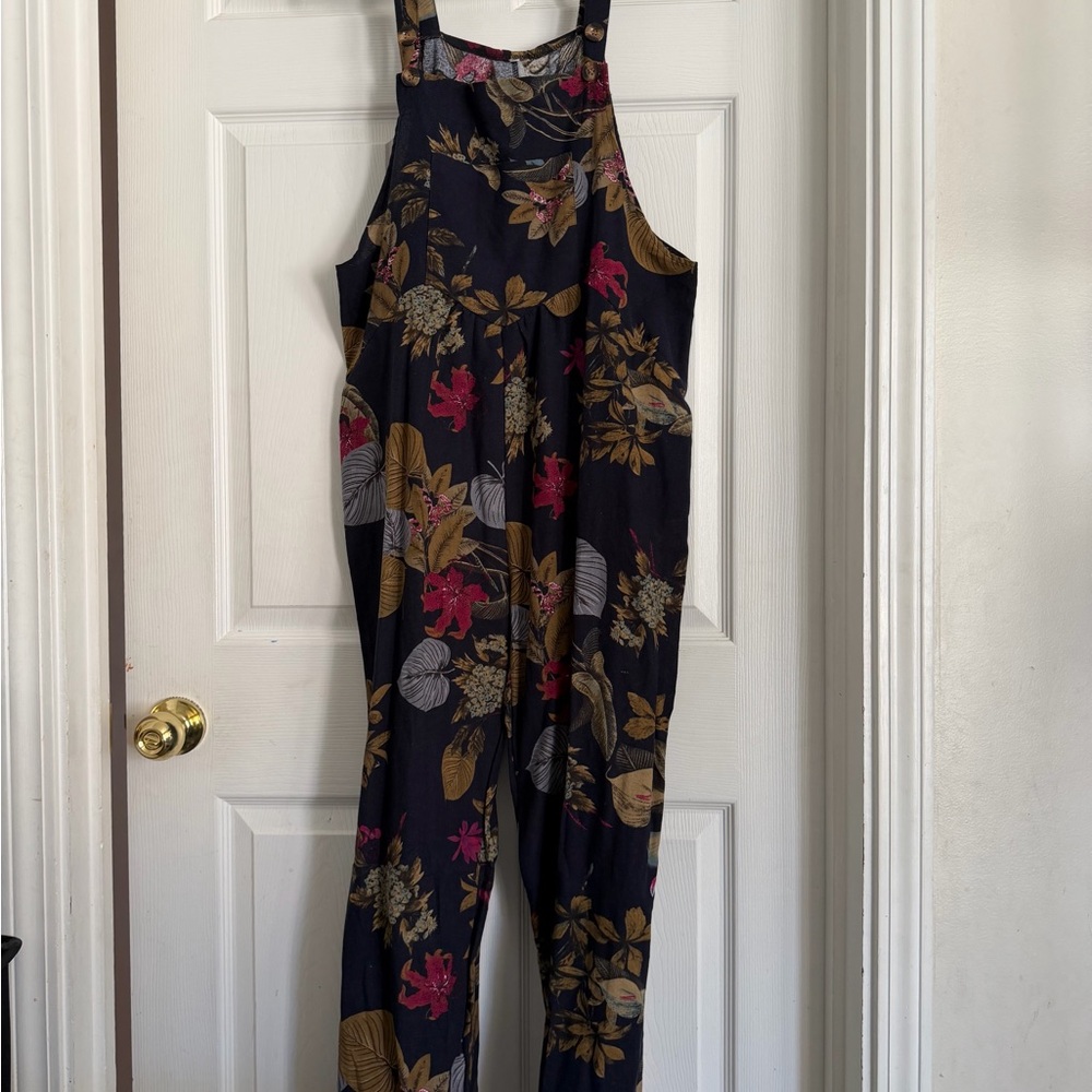 Amazon Floral Jumpsuit - Navy and Gold